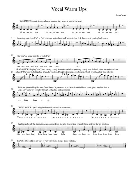 Vocal Warm Ups Sheet music for Piano | Download free in PDF or MIDI | Musescore.com