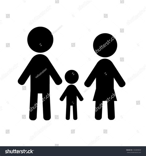 Family Stick Figure Silhouettes Father Mother: vector de stock (libre de regalías) 105089849 ...