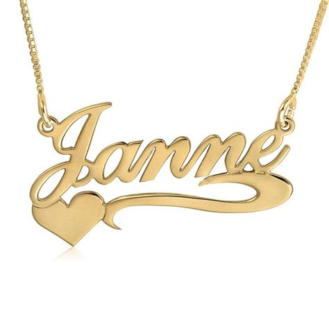 Gold Name Necklace 14k Real Gold Nameplate Necklace Nome