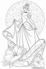 Cinderella Glass Slipper Coloring Page Sketch Coloring sketch template