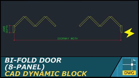 Bi-Fold Door (Plan View): 8-Panel – CAD Dynamic Block | The Solo Architect