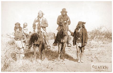 Scene in Geronimo's camp...before surrender to General Crook, March 27, 1886- Geronimo and ...