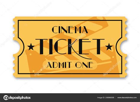 Cinema Ticket Isolated Background Vintage Admission Movie Ticket ...