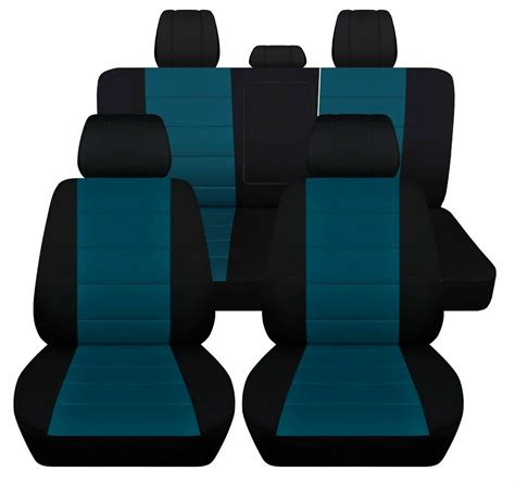 Front and Rear car seat covers Fits 11-18 Dodge Ram 1500/2500/3500 black-teal - Seat Covers