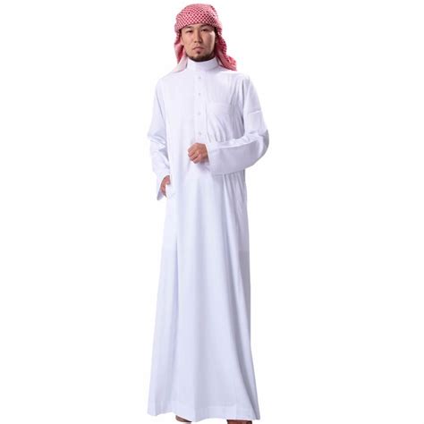 Muslim Men Solid Long Sleeve Loose Thobe - Silimy Muslim Clothing | Baju kurung