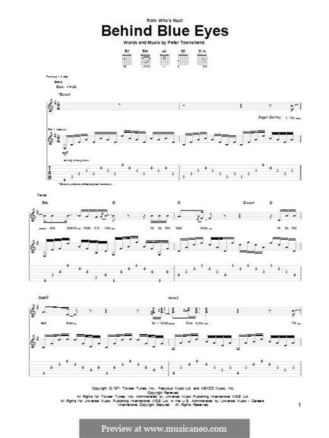 Behind Blue Eyes (Limp Bizkit) by P. Townshend - sheet music on MusicaNeo