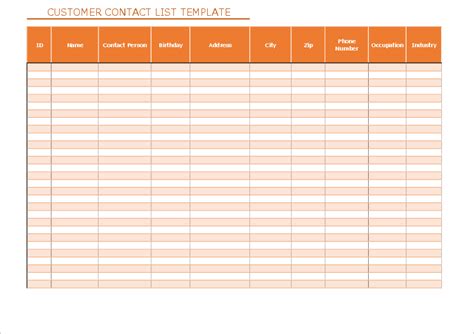 Client List Excel Template