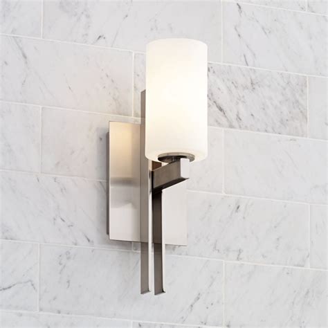 Possini Euro Design Modern Wall Light Sconce Brushed Nickel Hardwired 14" High Fixture Frosted ...