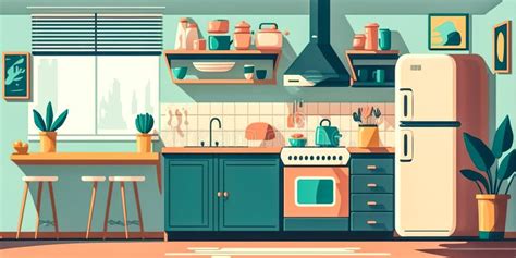 The Interior of a Spacious Modern Kitchen, Generative AI. Stock Illustration - Illustration of ...