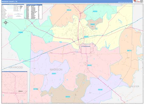 Madison County, TN Wall Map Color Cast Style by MarketMAPS - MapSales