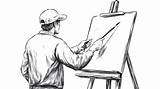Artist Painting On An Easel Coloring Page  Premium AI Generated Vector sketch template