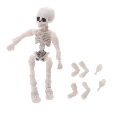 Movable Mr. Bones Skeleton Model Pose Skull Full Body Mini Figure Toy Halloween Desk Ornament ...