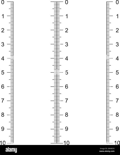 Vertical ruler scale with 10 centimeters markup. Measuring chart ...