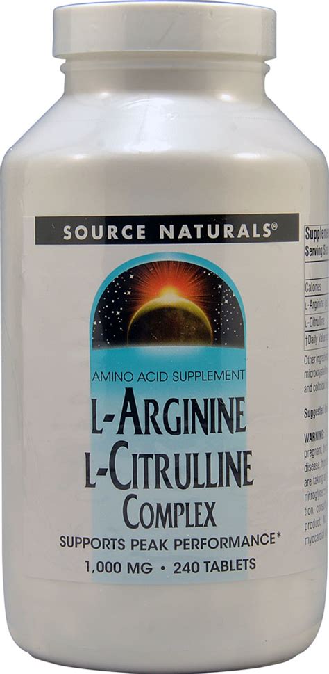 Source Naturals L-Arginine L-Citrulline Complex -- 1000 mg - 240 Tablets - Vitacost