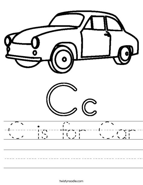 C is for Car Worksheet | Kindergarten worksheets, Cars preschool ...