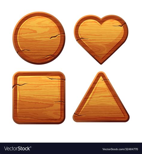 Set different wooden shapes game ui Royalty Free Vector