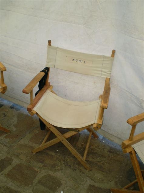 Nubia's chair in the Green Room Tent at Boyana Studios, Bulgaria, for the filming of The Slave ...