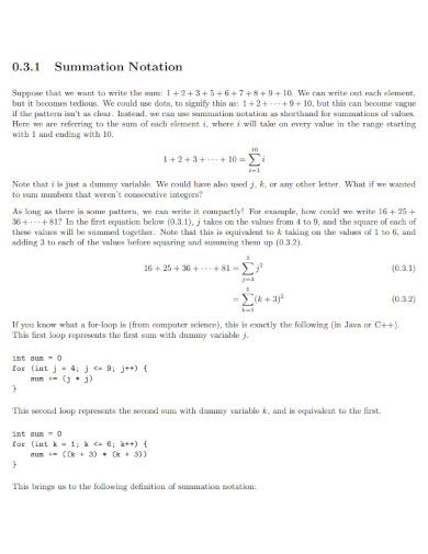 Summation - Examples, PDF | Examples