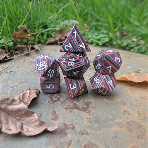 Bright Rainbow Wood DnD Dice Set Polyhedral dice D&D dice | Etsy