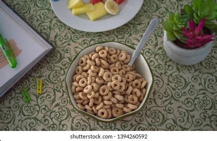 Cereal Cheerios Bowl Fruit Flowers Over Stock Photo 1394260592 ...