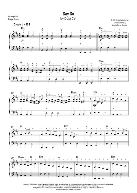 Say So (arr. Kaique Stumpf) Sheet Music | Doja Cat | Piano Chords/Lyrics