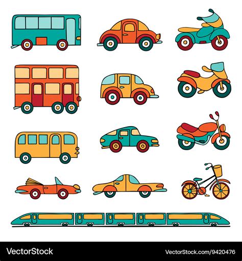 Set of cartoon land transport Royalty Free Vector Image