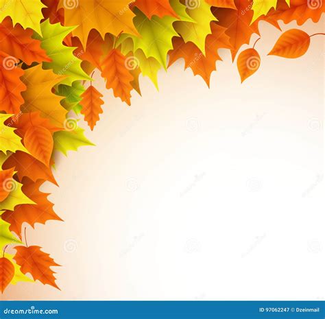 Autumn Vector Background Template. Fall Season Maple Leaves Elements Stock Vector - Illustration ...