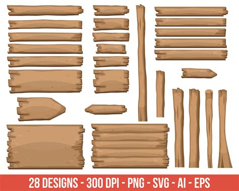 Wooden Planks Clipart Cartoon Style Clip Art Commercial - Etsy Denmark