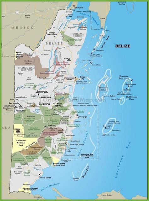 Tourist map of Belize #scubadivingvacation | Map of belize, Weather in belize, Belize travel