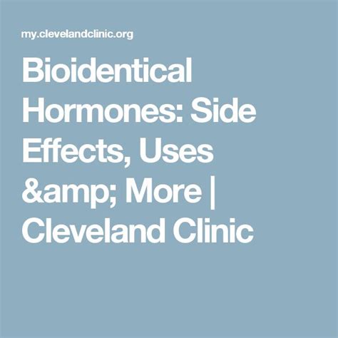 Bioidentical Hormones: Side Effects, Uses & More | Cleveland Clinic | Bioidentical hormones ...