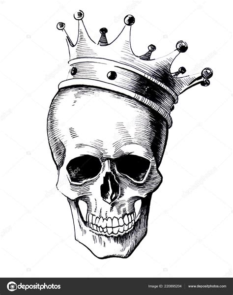 Human Skull Crown Ink Black White Drawing Stock Illustration by ©alexblacksea #220895204