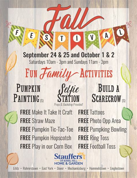 Stauffer's of Kissel Hill Fall Festival: FREE Crafts, Games, Selfie Station and more! - Frugal ...