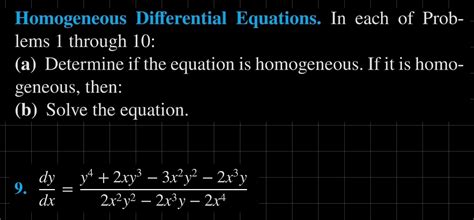 Solved Homogeneous Differential Equations. In each of | Chegg.com