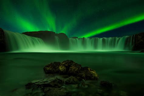 Godafoss under Aurora - in 2020 | Northern lights, Instagram, Waterfall