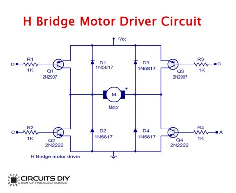 Simple H-Bridge Motor Driver Circuit Circuits DIY Simple Electronic ...