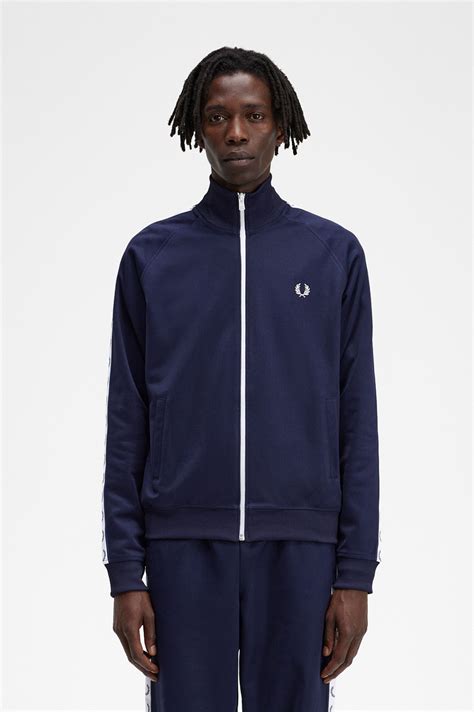 Taped Track Jacket - Carbon Blue | Men's Track Jackets | Track Tops & Sports Jackets | Fred Perry UK