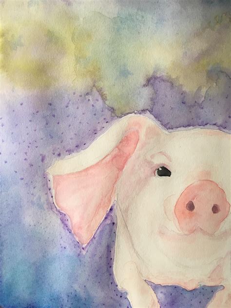 Pig in Space, watercolor : r/ImaginaryPiglets