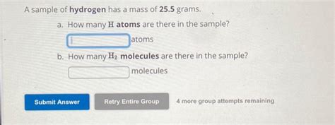 Solved A sample of hydrogen has a mass of 25.5 grams. a. How | Chegg.com