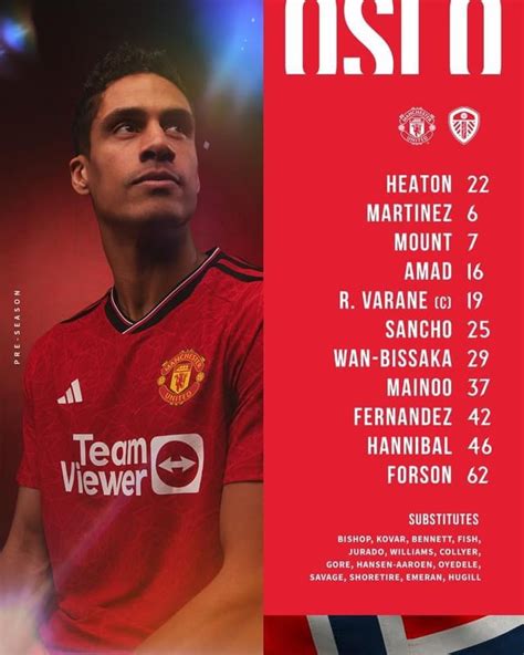 Preseason : lineup vs Leeds : r/mufcfamily