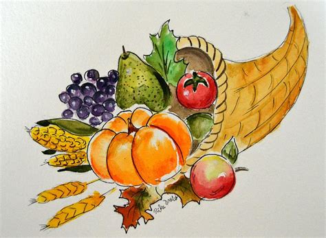 Thanksgiving cornucopia Painting by Rita Drolet