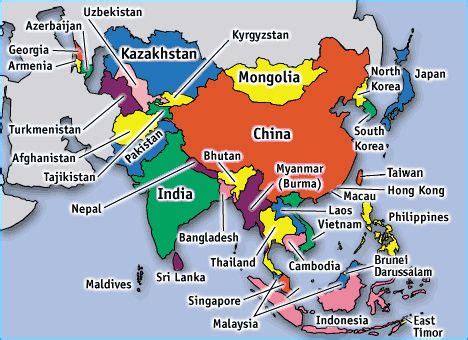 Map Of Countries In Asia Tawzg - Large Map of Asia