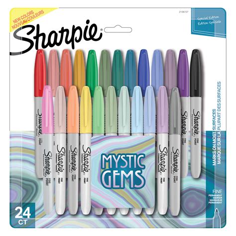 Sharpie Permanent Markers, Fine Point, Featuring Mystic Gem Color Markers, Assorted, 24 Count ...