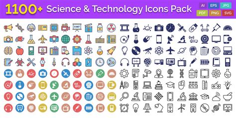 1100 Science And Technology Vector Icons Pack by UNQSau | Codester