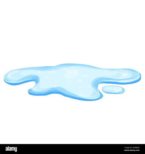 Water puddle in cartoon style isolated on white background. Spill, lake or liquid. Design ...