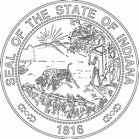 Indiana State Seal Coloring Page Coloring Pages