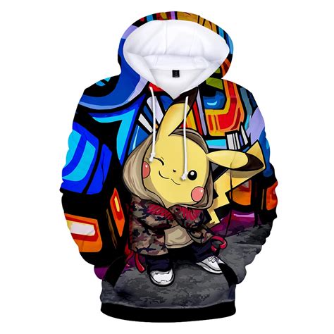 KELUOXIN Anime Pokemon Go 3D Hoodies Men Women Kawaii Cartoon Pikachu Graphic Sweatshirt Unisex ...