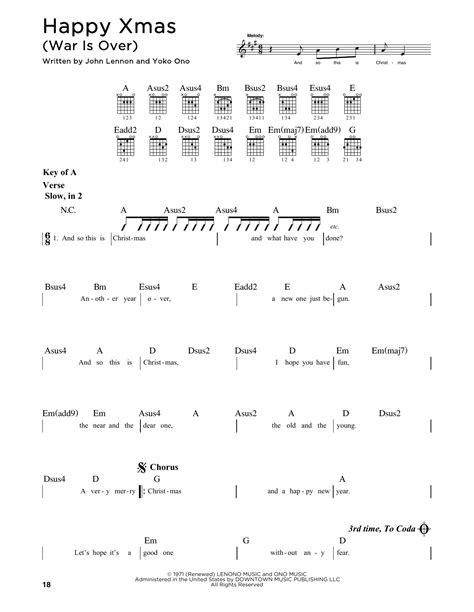 Happy Xmas (War Is Over) by John Lennon - Guitar Lead Sheet - Guitar ...