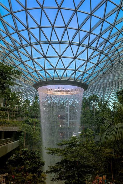 Jewel Changi Airport Indoor Rain Vortex Waterfall. Stock Image - Image ...