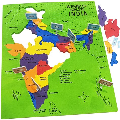 Buy Wembley Explore India Puzzle for Kids | of India ology for Kids with State Capitals Union ...