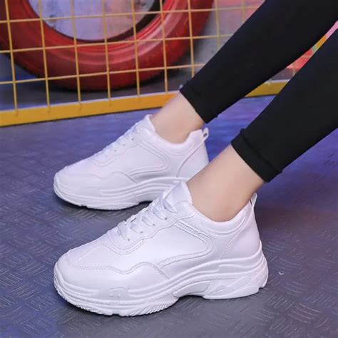 2018 nuevo diseñador coreano blanco zapatillas de plataforma de las ...